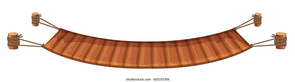 Wooden Bridge On White Background Illustration