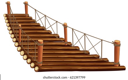 Wooden bridge with rope illustration