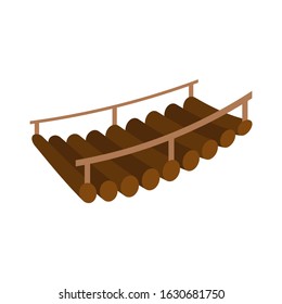 Wooden bridge.Vector isometric and 3D view.	