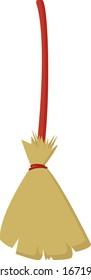 Wooden broom, illustration, vector on white background.