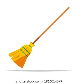 Wooden broom vector isolated illustration