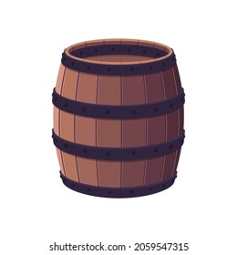 Wooden brown barrel. Vector illustration.