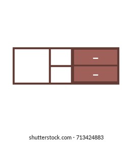 wooden brown cabinet and shelf furniture empty