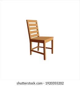 Wooden Brown Chair Vector Digital Design Graphic 2d Hd Illustration