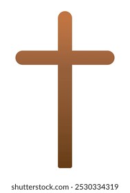 Wooden brown christian cross isolated on a white background. A symbol of the love of Jesus. God vector illustration. Catholic symbol flat vector brown cross. Christian cross symbol icon.