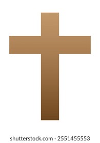 Wooden brown christian cross isolated on a white background. A symbol of the love of Jesus. God vector illustration. Catholic symbol flat vector brown cross. Christian cross symbol icon.