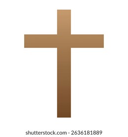Wooden brown christian cross isolated on a white background. A symbol of the love of Jesus. God vector illustration. Catholic symbol flat vector brown cross. Christian cross symbol icon.