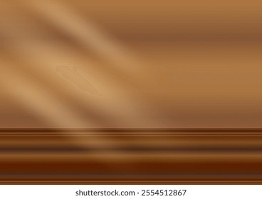 Wooden brown empty room studio wall with step floor abstract background. The minimal scene for mockup product display presentation and showcase.