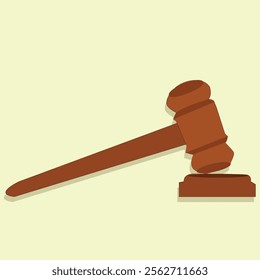 Wooden brown judge gavel, decision glossy mallet for court verdict.