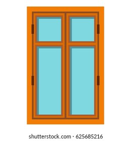 Wooden brown window icon flat isolated on white background vector illustration