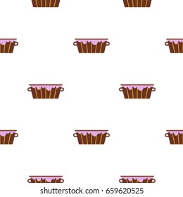 Wooden bucket with foam pattern seamless flat style for web vector illustration