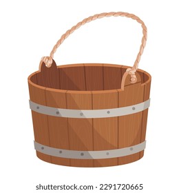 Premium Vector  Cartoon wooden buckets wood bucket with flowing