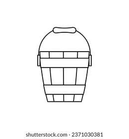 wooden bucket outline vector isolated  illustration