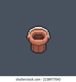 wooden bucket in pixel style