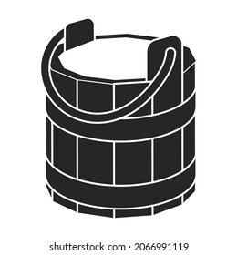 Wooden bucket vector icon.Black vector icon isolated on white background wooden bucket.