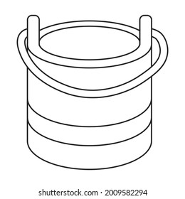 Wooden bucket vector icon.Outline vector icon isolated on white background wooden bucket.