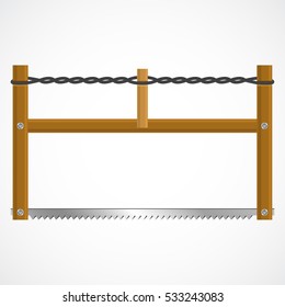 Wooden bucksaw. Folding hand saw. Vector illustration.
