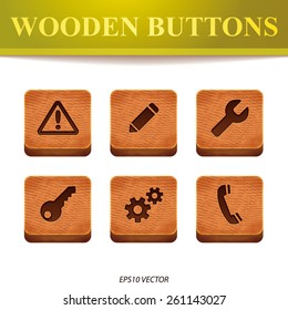 Wooden button and icon