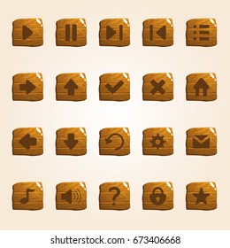 Wooden buttons for games and applications design.Elements of games.