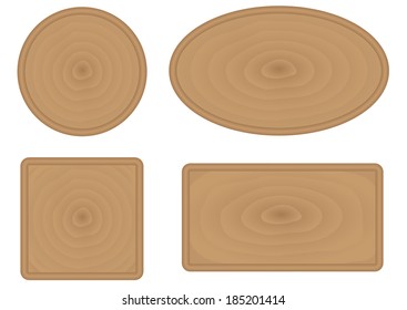 Wooden buttons on the white background. Vector.