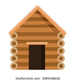 wooden cabin flat clipart vector illustration