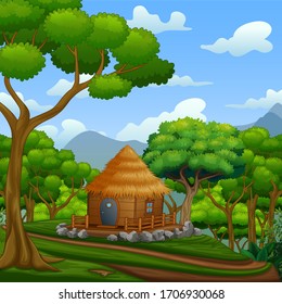 A wooden cabin at the hills