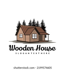 wooden cabin house illustration design vector