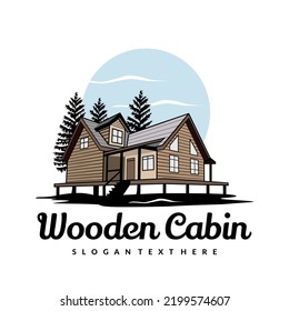 wooden cabin house illustration design vector