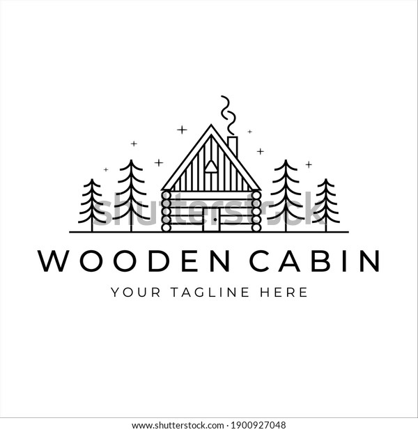 Wooden Cabin Line Art Logo Vector Stock Vector (Royalty Free ...