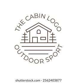 Wooden cabin and pine forest logo design isolated white background