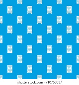 Wooden cabinet with drawers pattern repeat seamless in blue color for any design. Vector geometric illustration