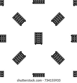 Wooden cabinet with drawers pattern repeat seamless in black color for any design. Vector geometric illustration