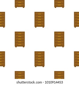 Wooden cabinet with drawers pattern seamless flat style for web vector illustration