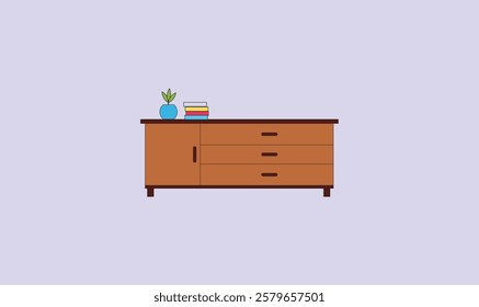 Wooden cabinet illustration design for use.