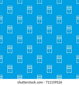 Wooden cabinet pattern repeat seamless in blue color for any design. Vector geometric illustration