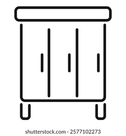 Wooden cabinet with three doors standing on the floor icon outline vector