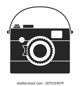 Wooden camera vector icon.Black vector icon isolated on white background wooden camera.