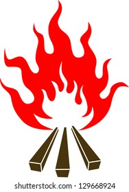 Wooden camp fire
