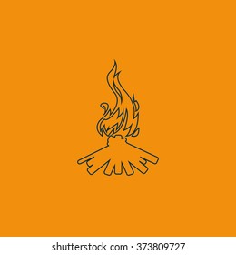Wooden camp fire icon.