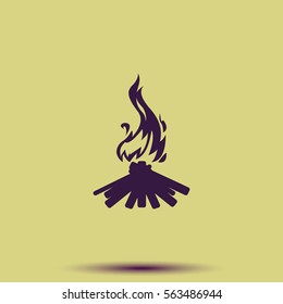 Wooden camp fire icon.
