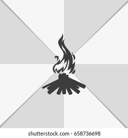 Wooden camp fire icon.
