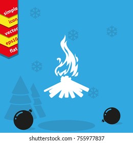 Wooden camp fire icon.