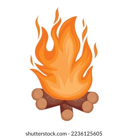 wooden campfire flame isolated icon