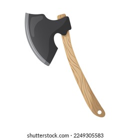 Hölzerne Campingax. Symbol. Feuerlöschaxt. Vektorgrafik einzeln auf weißem Hintergrund.