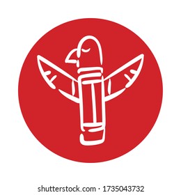 wooden canadian statue block style vector illustration design