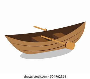 wooden canoe isolated icon