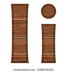 Wooden Capital And Small Letter I Vector Illustration. Alphabet Letter With Wooden Texture Isolated On A White Background

