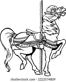 Ilustración del vector de caballos Carrusel de madera