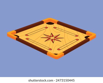 Holzcarrom Opslagstavle Spiel Vektorillustration Carrom Spiel Vektorgrafik Indisches Carrom Brettspiel 