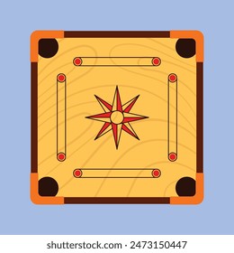 Holzcarrom Opslagstavle Spiel Vektorillustration Carrom Spiel Vektorgrafik Indisches Carrom Brettspiel 